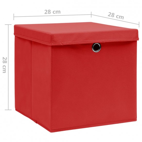 Boîtes de rangement avec couvercles 10 pcs 28x28x28 cm Rouge