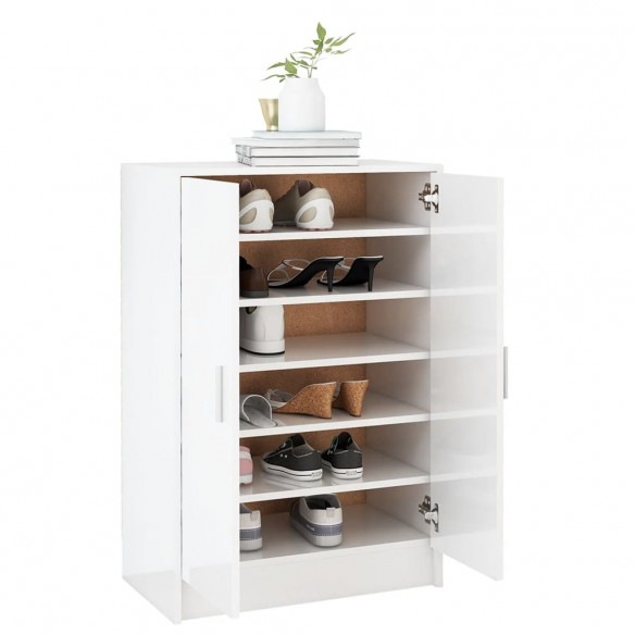 Armoire à chaussures Blanc brillant 60x35x92 cm Aggloméré