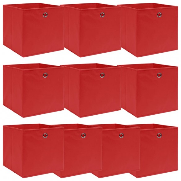 Boîtes de rangement 10 pcs Rouge 32x32x32 cm Tissu