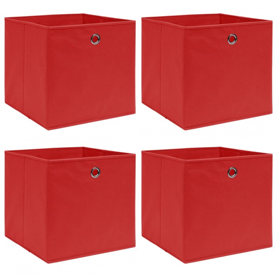 Boîtes de rangement 4 pcs Rouge 32x32x32 cm Tissu