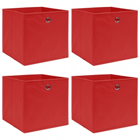 Boîtes de rangement 4 pcs Rouge 32x32x32 cm Tissu