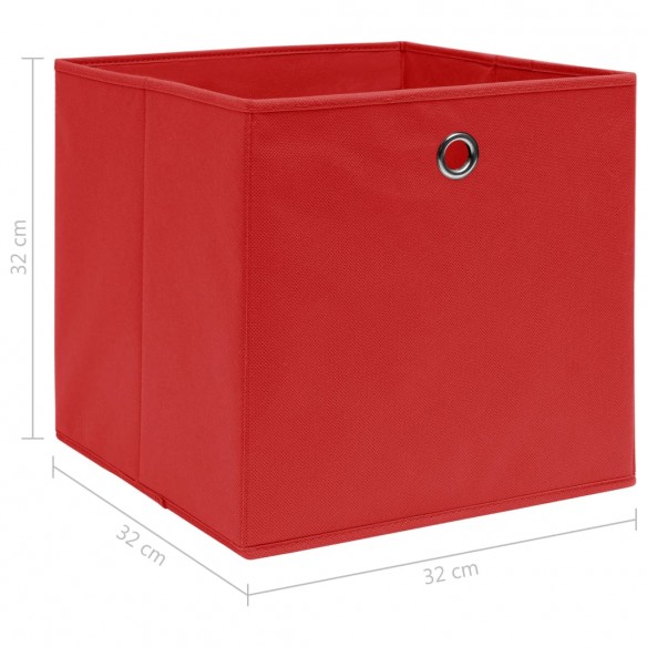 Boîtes de rangement 4 pcs Rouge 32x32x32 cm Tissu