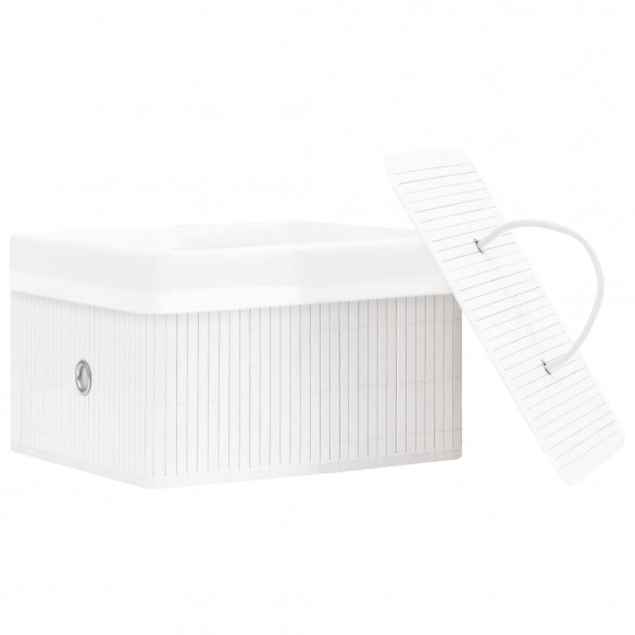 Boîtes de rangement en bambou 4 pcs Blanc