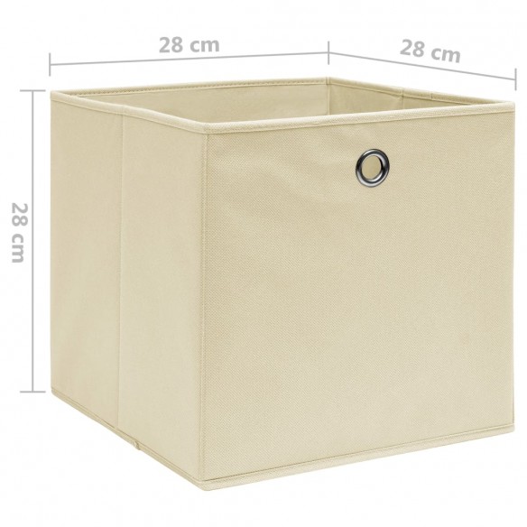 Boîtes de rangement 4 pcs Tissu intissé 28x28x28 cm Crème