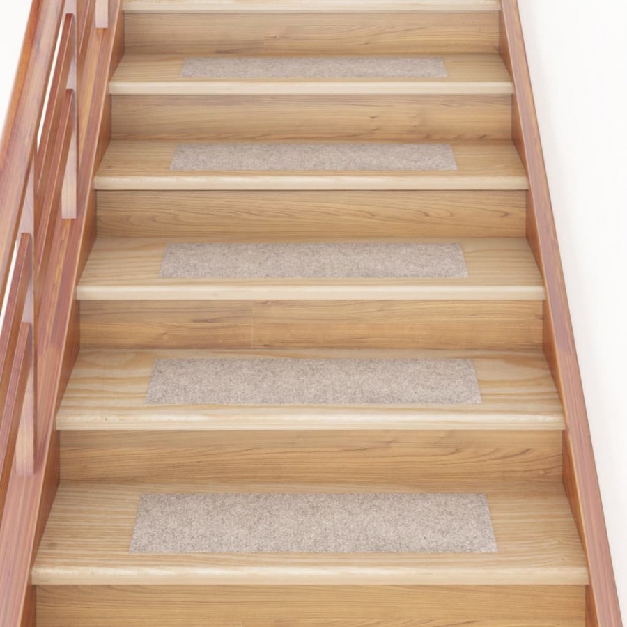 Tapis d'escalier autocollants Rectangulaire 15pcs 76x20cm Crème