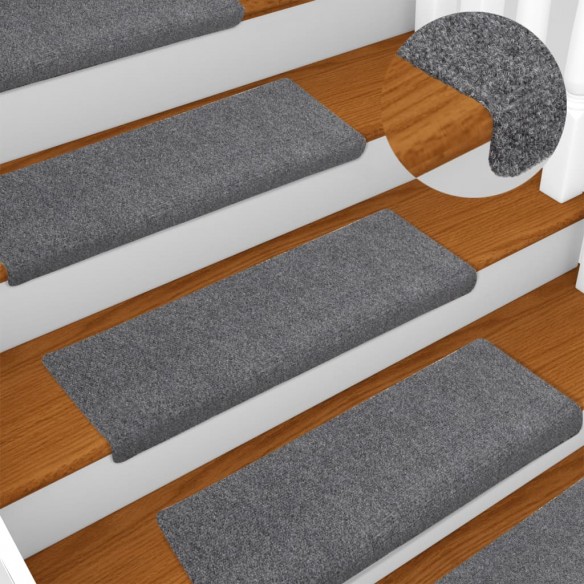 Tapis de marches d'escalier 10 pcs Gris 65x21x4 cm Aiguilleté