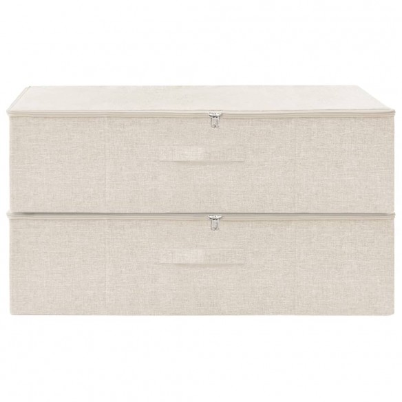 Boîtes de rangement 2 pcs Tissu 70x40x18 cm Crème