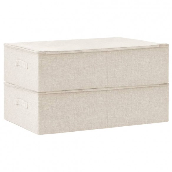 Boîtes de rangement 2 pcs Tissu 70x40x18 cm Crème