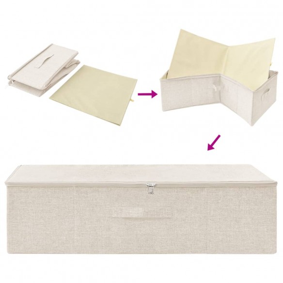 Boîtes de rangement 2 pcs Tissu 70x40x18 cm Crème