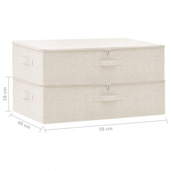 Boîtes de rangement 2 pcs Tissu 70x40x18 cm Crème