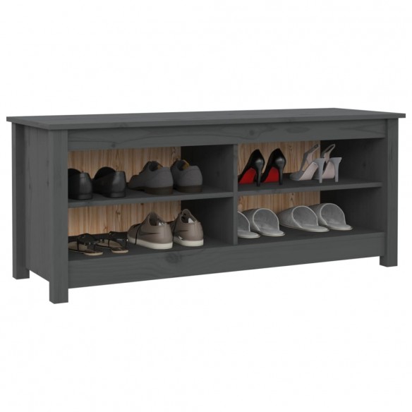 Banc à chaussures Gris 110x38x45,5 cm Bois de pin massif