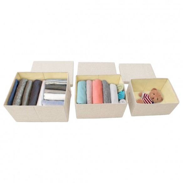 Boîtes de rangement empilables 3 pcs Tissu Crème