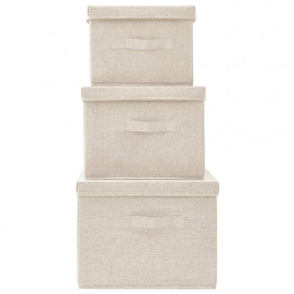 Boîtes de rangement empilables 3 pcs Tissu Crème