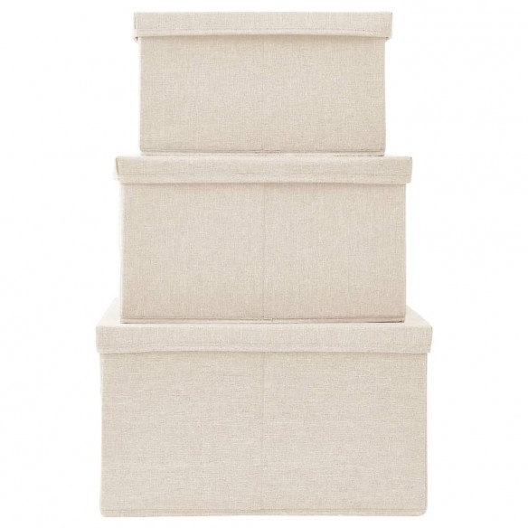 Boîtes de rangement empilables 3 pcs Tissu Crème