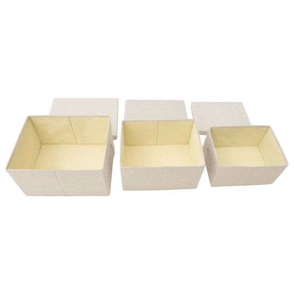 Boîtes de rangement empilables 3 pcs Tissu Crème