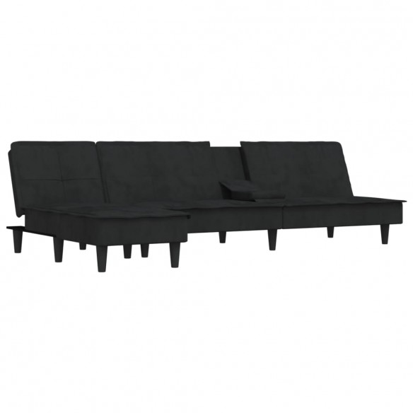Canapé-lit en forme de L noir 255x140x70 cm velours
