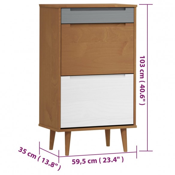 Armoire à chaussures MOLDE Marron 59,5x35x103 cm Bois de pin