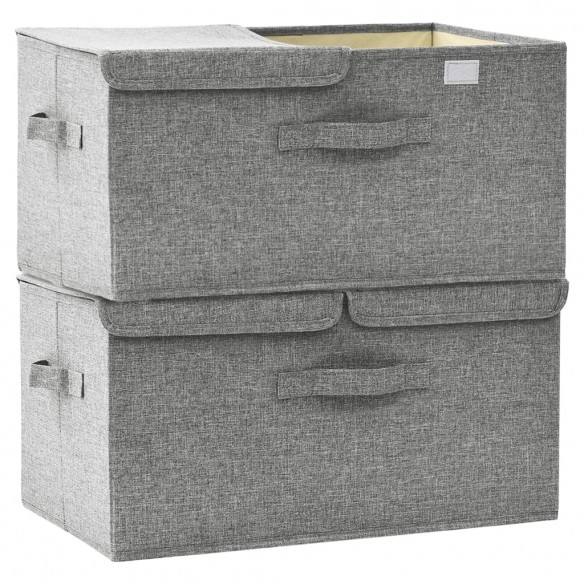 Boîtes de rangement 2 pcs Tissu 50x30x25 cm Gris