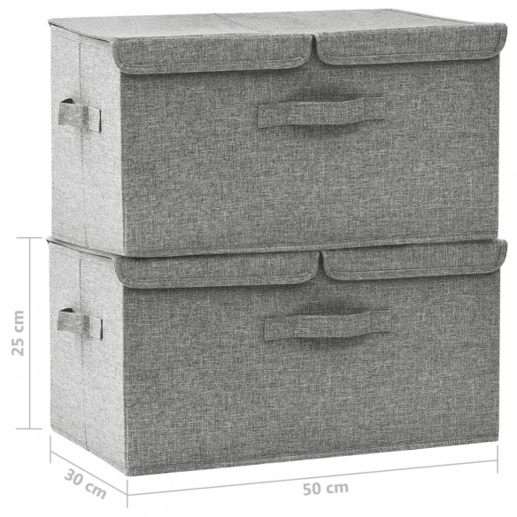 Boîtes de rangement 2 pcs Tissu 50x30x25 cm Gris