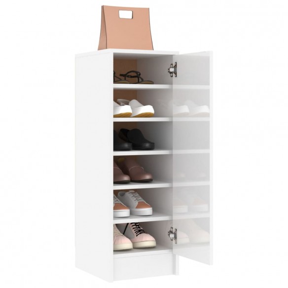 Armoire à chaussures Blanc brillant 32x35x92 cm Aggloméré