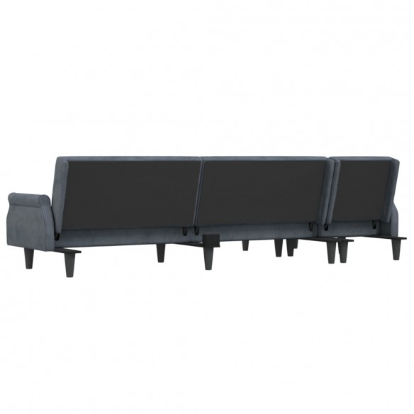 Canapé-lit en forme de L gris 271x140x70 cm velours