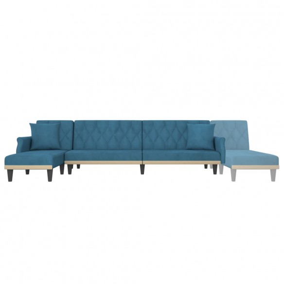 Canapé-lit en forme de L bleu 271x140x70 cm velours