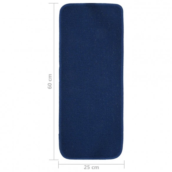 Tapis d'escalier 15 pcs 60x25 cm Bleu marine Rectangulaire