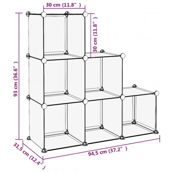 Cubes de rangement 6 pcs Transparent PP