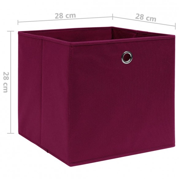 Boîtes de rangement 10 pcs Tissu intissé 28x28x28cm Rouge foncé