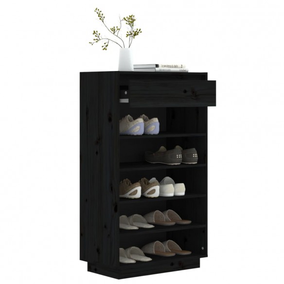 Armoire à chaussures Noir 60x34x105 cm Bois de pin massif