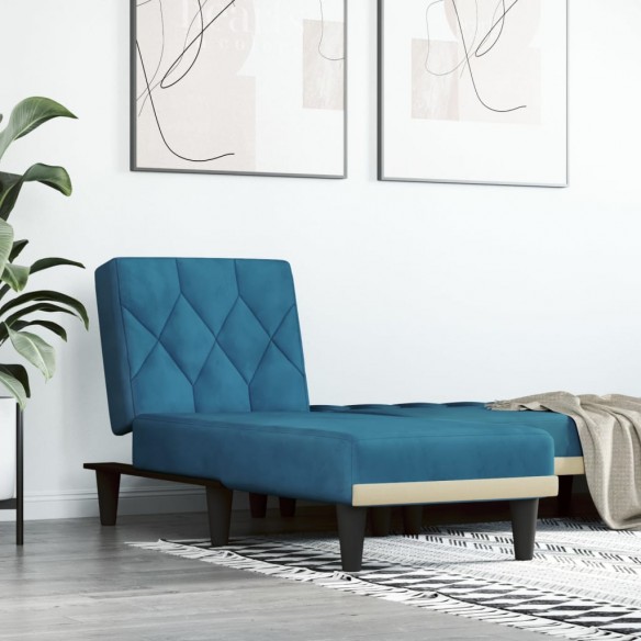 Chaise longue bleu velours