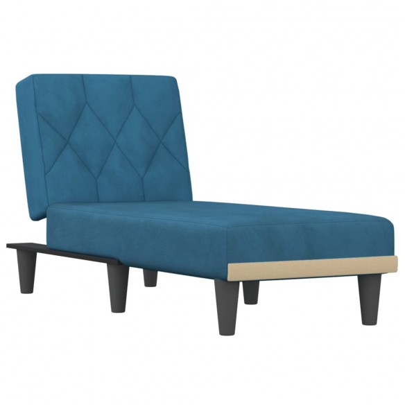 Chaise longue bleu velours