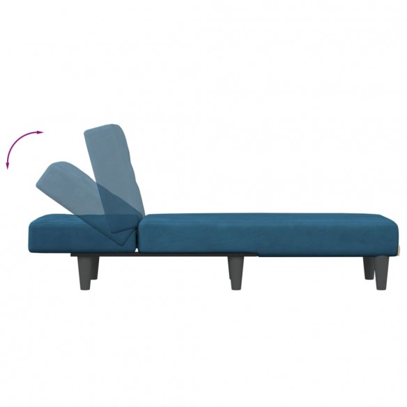 Chaise longue bleu velours