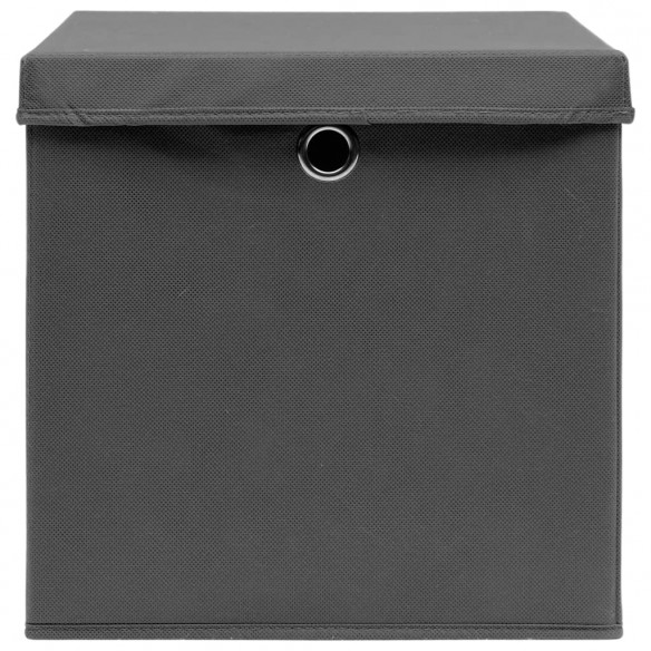 Boîtes de rangement avec couvercle 4 pcs Gris 32x32x32 cm Tissu