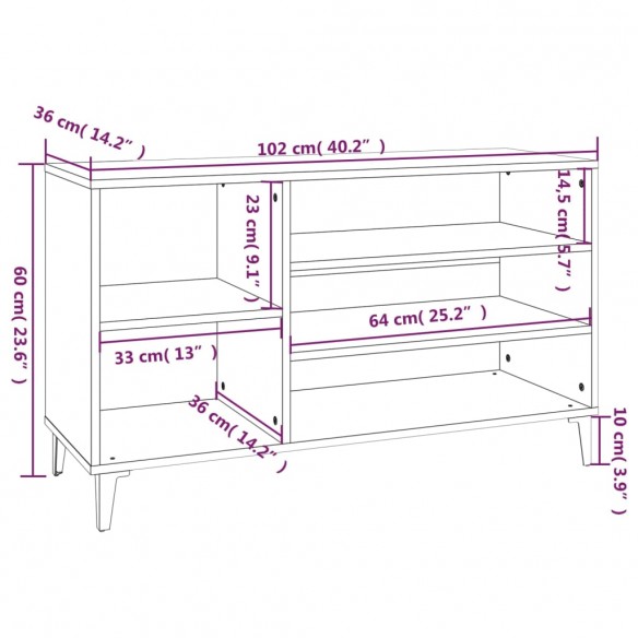 Armoire à chaussures Blanc 102x36x60 cm Bois d'ingénierie