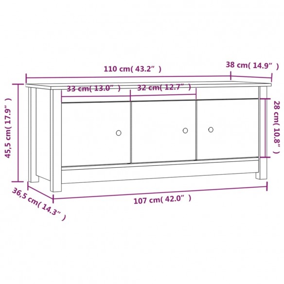 Armoire à chaussures Blanc 110x38x45,5 cm Bois de pin massif