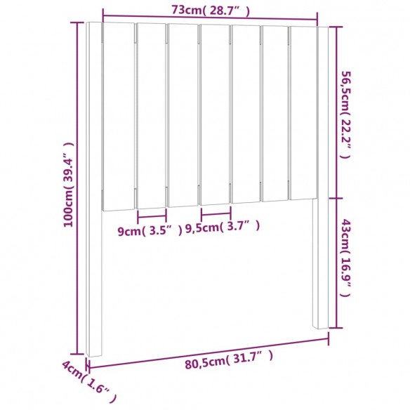 Tête de lit Marron miel 80,5x4x100 cm Bois massif de pin