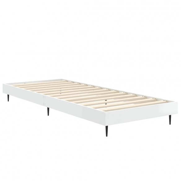 Cadre de lit blanc brillant 75x190 cm bois d'ingénierie
