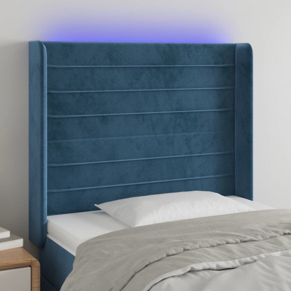 Tête de lit à LED Bleu foncé 103x16x118/128 cm Velours