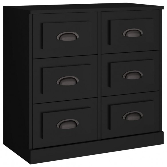 Buffets 3 pcs noir bois d'ingénierie