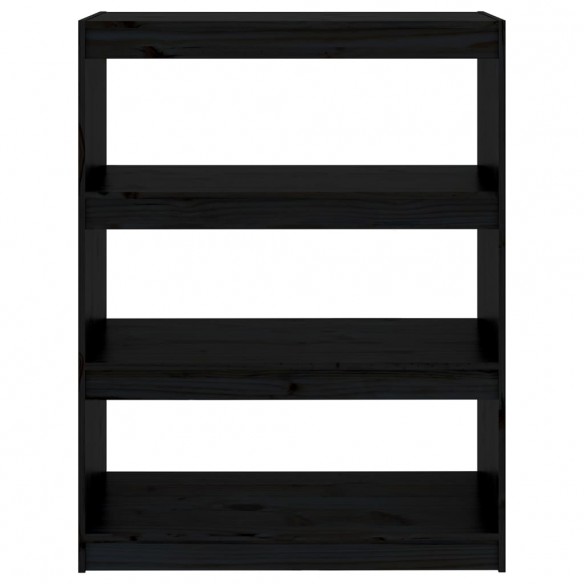 Bibliothèque/Séparateur de pièce Noir 80x30x103,5 cm Pin solide