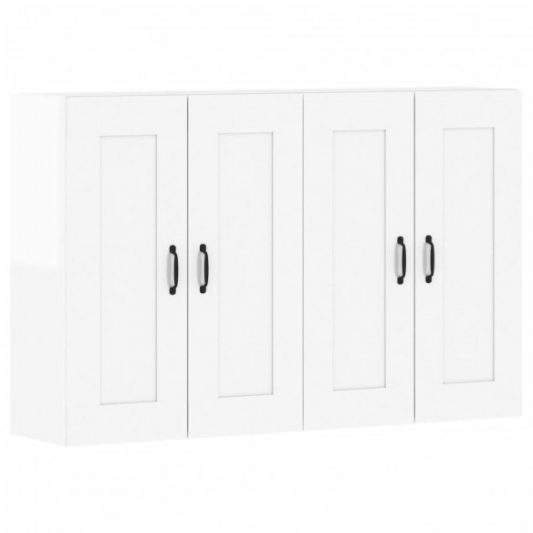 Armoires murales 2 pcs blanc brillant bois d'ingénierie