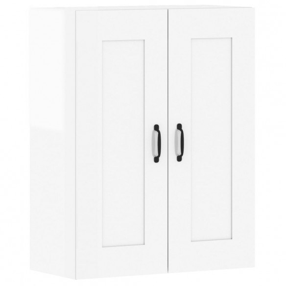 Armoires murales 2 pcs blanc brillant bois d'ingénierie