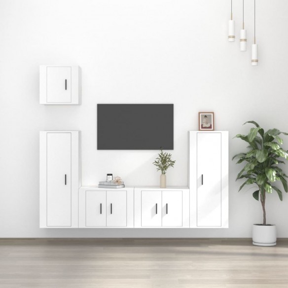 Ensemble de meubles TV 5 pcs Blanc Bois d'ingénierie