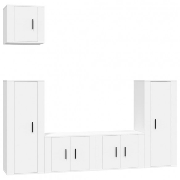 Ensemble de meubles TV 5 pcs Blanc Bois d'ingénierie