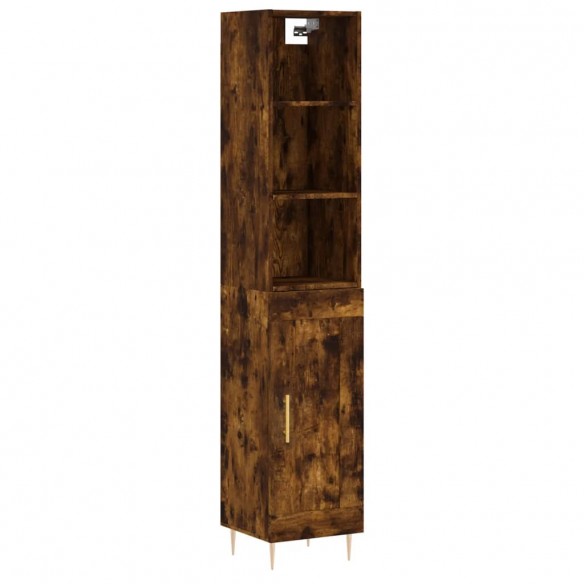 Buffet haut Chêne fumé 34,5x34x180 cm Bois d'ingénierie