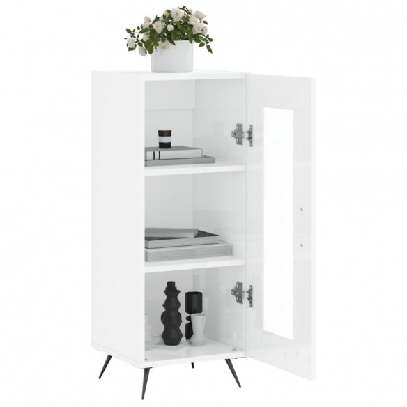 Buffet Blanc brillant 34,5x34x90 cm Bois d'ingénierie