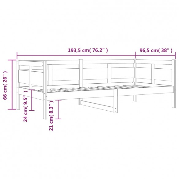 Lit de jour Gris Bois massif de pin 90x190 cm