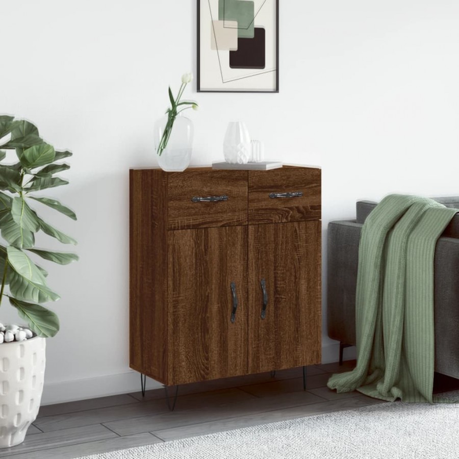 Buffet chêne marron 69,5x34x90 cm bois d'ingénierie