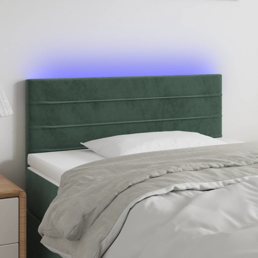 Tête de lit à LED Vert foncé 90x5x78/88 cm Velours